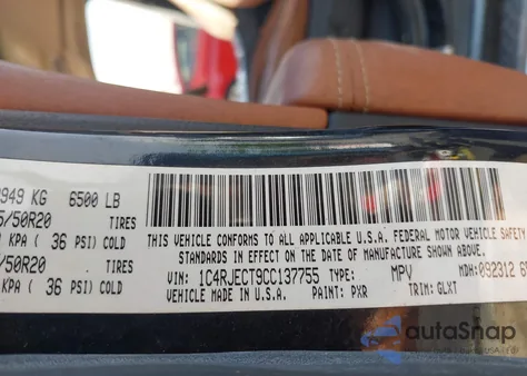 2012 Jeep Grand Cherokee Overland z USA, uszkodzony, nr VIN 1C4RJECT9CC137755